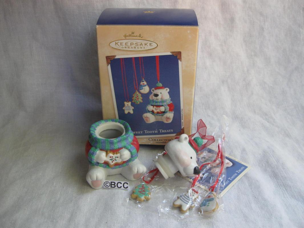 Hallmark 2002 Sweet Tooth Treats Polar Bear Cookie Jar 1st In Series 4 Christmas Ornaments