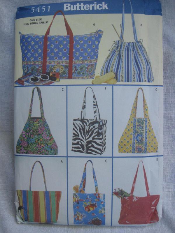 New Butterick 5451 Cary All Bags Purses Sewing Pattern