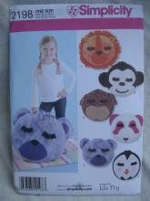 New Simplicity 2198 Lion Monkey Dog Penguin Bear Fleece Pillows Sewing Pattern