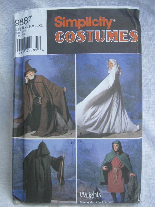New Simplicity 9887 The Lord Of The Rings Cape Tunic Wizard Grim Reaper Maiden Hobbit Renaissance Mens Misses Halloween Costume Sewing Pattern XS - XL