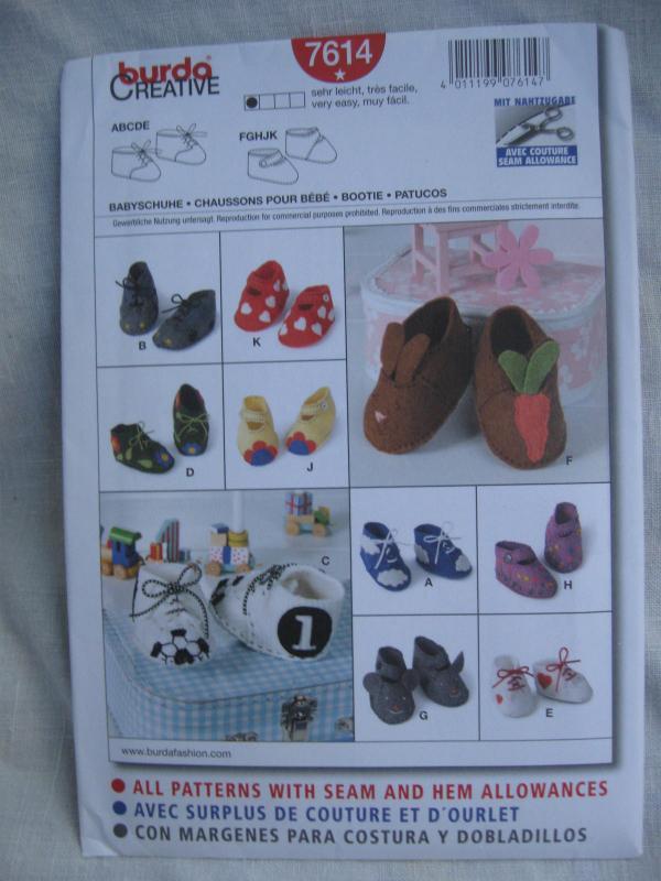 New Burda Creative Decorative Baby Shoes Booties In 10 Styles Sewing Pattern
