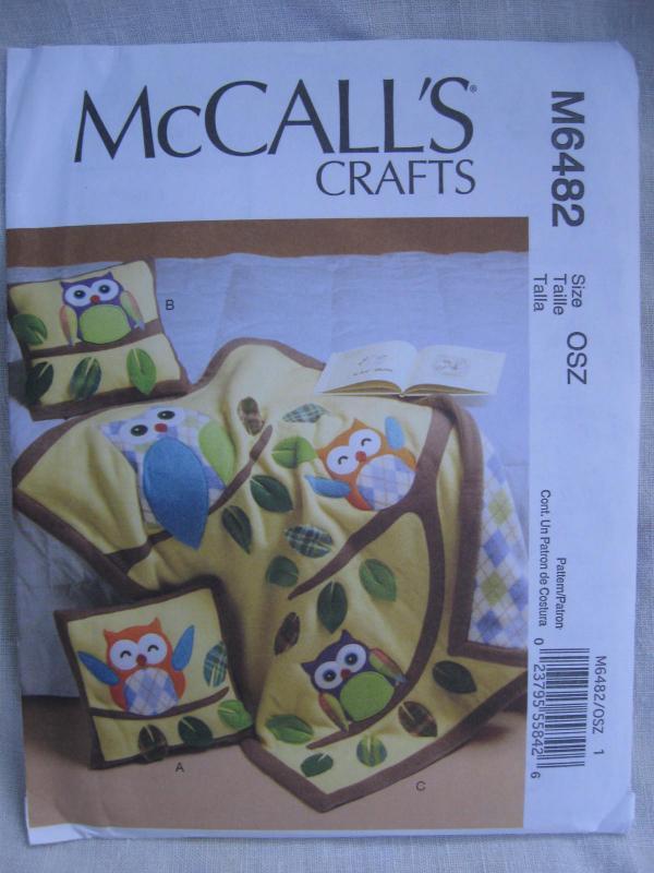 New McCall's Crafts M6482 6482 Owl Pillow & Quilt Sewing Pattern