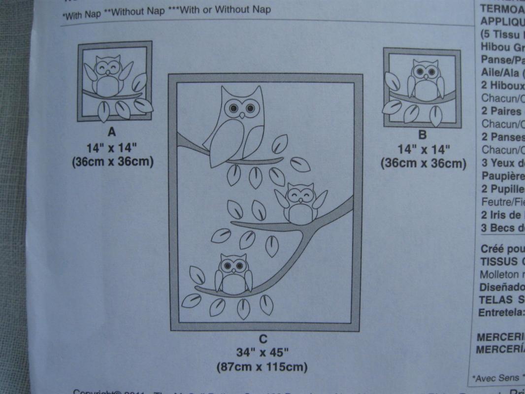 New McCall's Crafts M6482 6482 Owl Pillow & Quilt Sewing Pattern