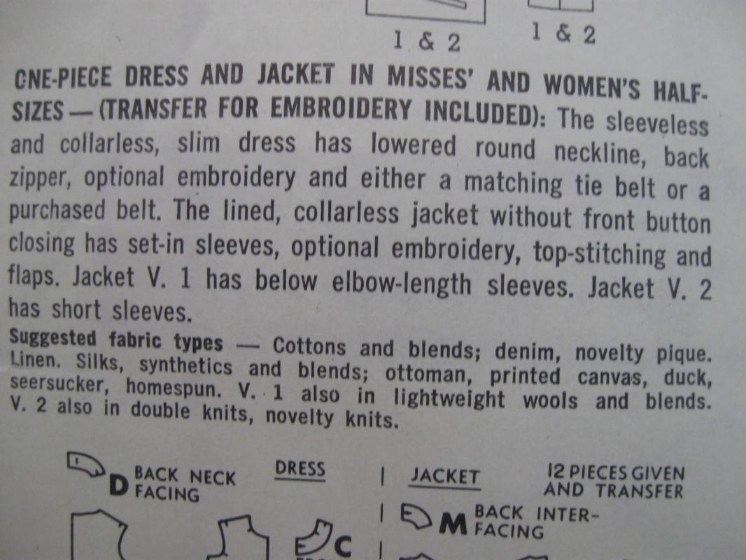 New Vintage Simplicity 7101 Women's Half Size 20 1/2 Dress & Jacket Sewing Pattern 1960's