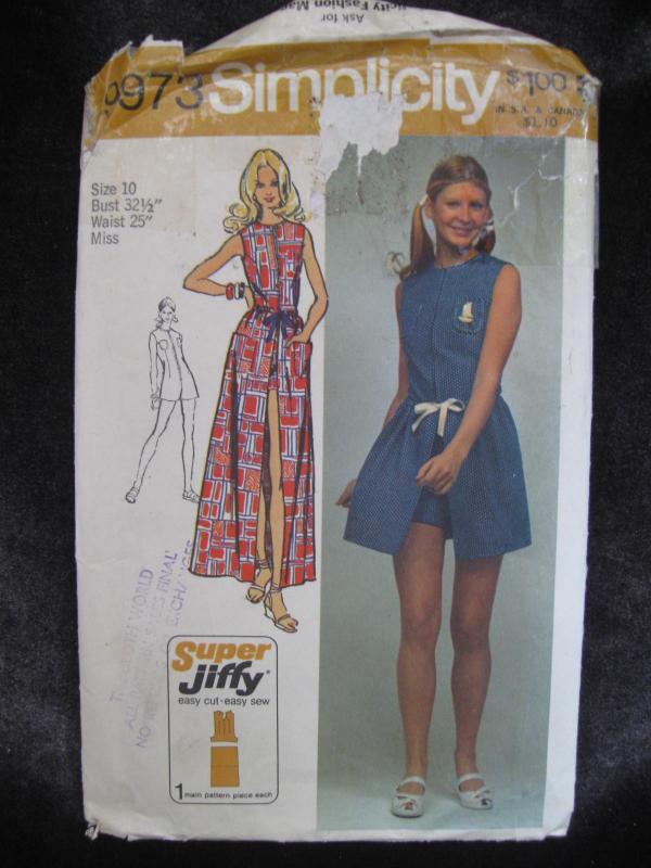 New Vintage Simplicity 9974 Misses' Jiffy Wrap Skirt & Jumpsuit Sewing Pattern 1970's