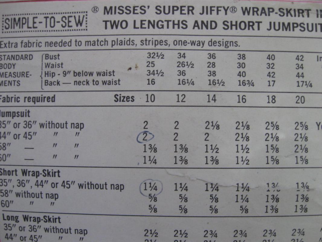New Vintage Simplicity 9974 Misses' Jiffy Wrap Skirt & Jumpsuit Sewing Pattern 1970's