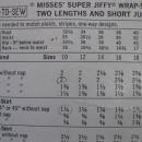 New Vintage Simplicity 9974 Misses' Jiffy Wrap Skirt & Jumpsuit Sewing Pattern 1970's