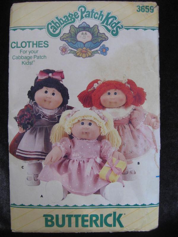 New Vintage Butterick 3659 Cabbage Patch Kids Clothes Dresses Sewing Pattern