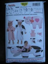 Burda 9643 Baby's Pig Cow Hooded Robe Play Mat Baby Accessories Sewing Pattern