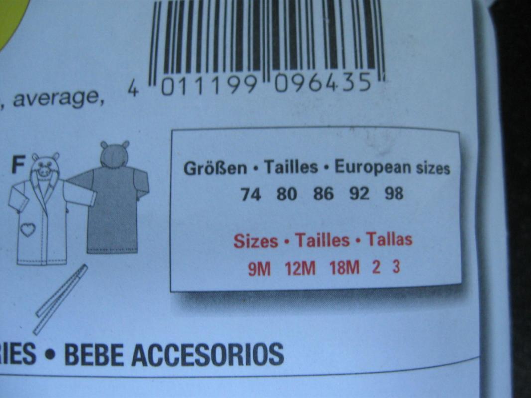 Burda 9643 Baby's Pig Cow Hooded Robe Play Mat Baby Accessories Sewing Pattern