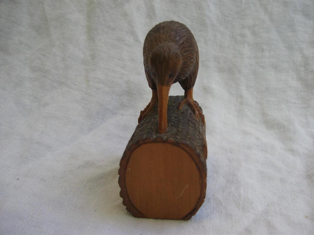 New Zealand Carved Wood Kiwi Wingless Bird Figurine