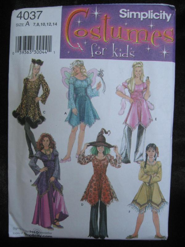 New Simplicity 4027 Girl's Fairy Witch Indian Gypsy Halloween Costume Sewing Pattern Size 7 8 10 12 14
