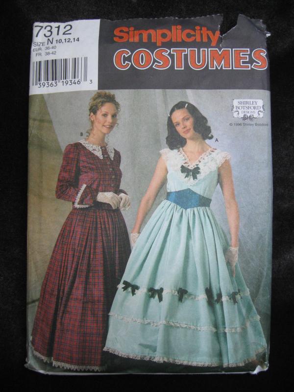 New Simplicity 7312 Misses' Civil War GWTW Dresses Halloween Costume Sewing Pattern Size 10 12 14