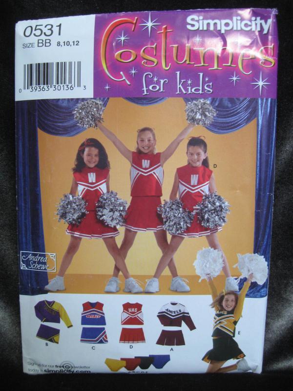 New Simplicity 0531 Girl's Cheerleader School or Halloween Costume Sewing Pattern Size 8 10 12