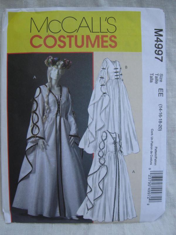 New McCalll's m4997 4997 Misses' Dress Renaissance Medieval Juliet Halloween Costume Sewing Pattern Size 14 16 18 20
