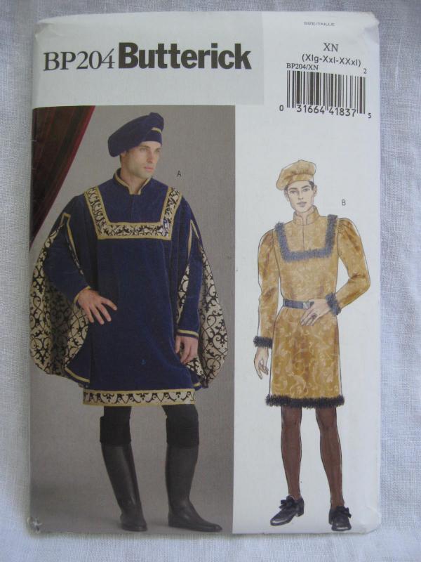 New Butterick BP204 204 Men's Top Renaissance Medieval Romeo Halloween Costume Sewing Pattern Size Xl XXl XXXl