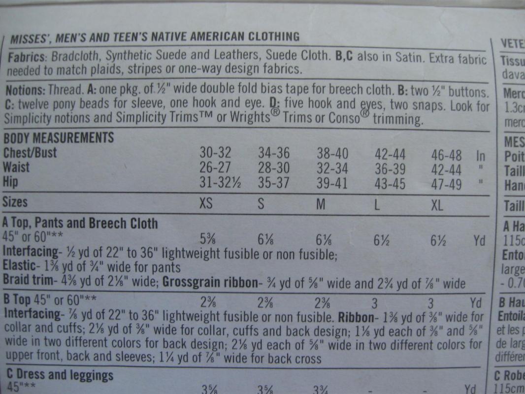 New Simplicity 5446 Misses' Men's Teens Native American Indian Halloween Costume Sewing Pattern Size XS S M L XL