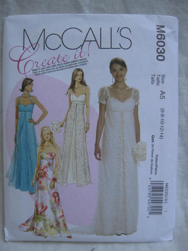 New McCall's M6030 6030 Misses' Floor Length Empire Bridal Evening Prom Dress Sewing Pattern Size 6 8 10 12 14