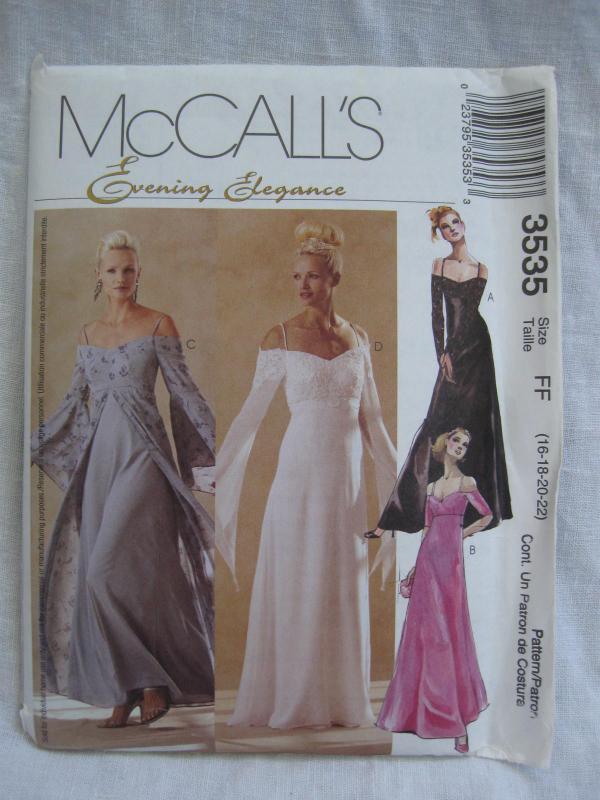 New McCall's 3535 Misses' Floor Length Empire Bridal Evening Elegance Prom Dress Sewing Pattern Size 16 18 20 22
