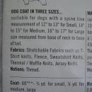 Simplicity E2082 2082 Dog Coat In Three Sizes Sewing Pattern S M L
