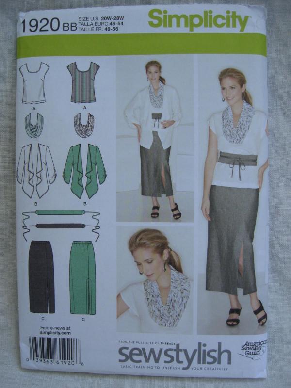 New Simplicity 1920 Women's Skirt, Scarf & Belt Sewing Pattern Size 20W - 28W