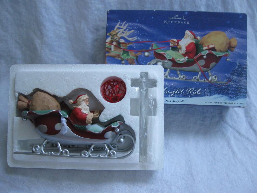 Hallmark 2005 Santa's Midnight Ride Dash Away All & Ready For Flight Set of 3 Christmas Tree Ornaments