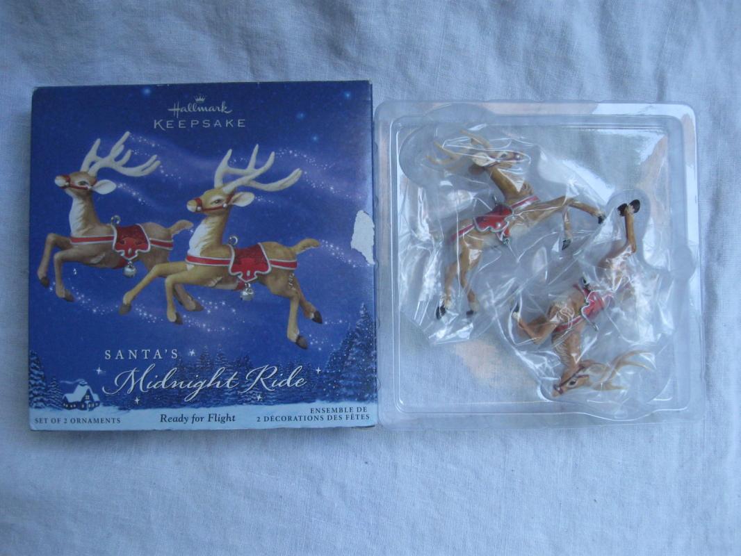 Hallmark 2005 Santa's Midnight Ride Dash Away All & Ready For Flight Set of 3 Christmas Tree Ornaments