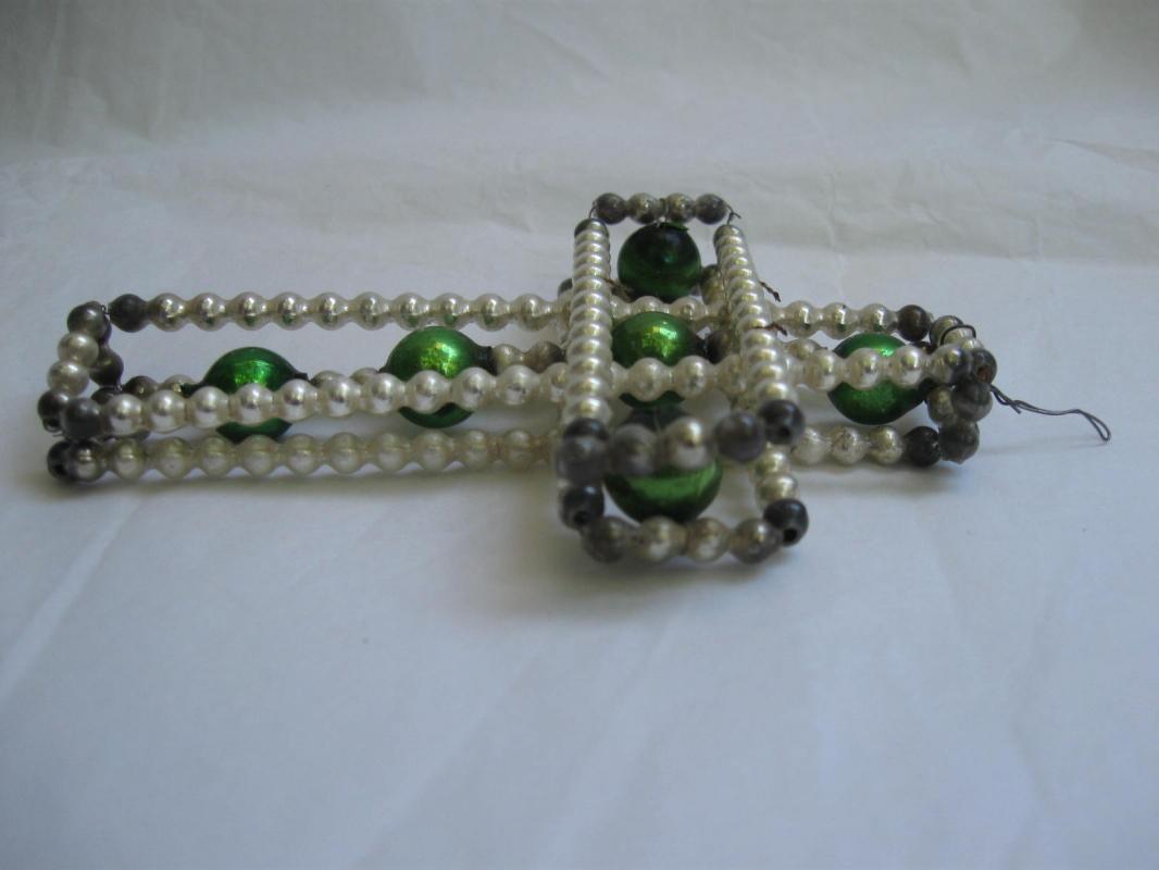 Vintage Mercury Glass Wire Cross Christmas Tree Ornament