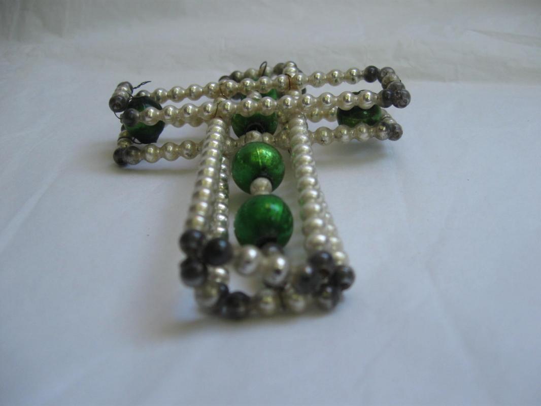 Vintage Mercury Glass Wire Cross Christmas Tree Ornament