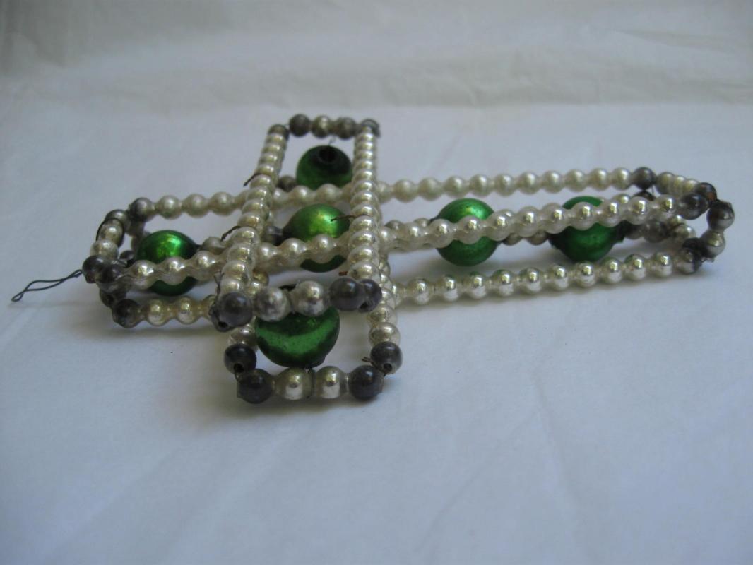 Vintage Mercury Glass Wire Cross Christmas Tree Ornament