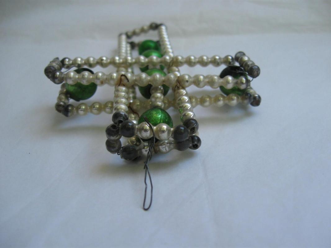 Vintage Mercury Glass Wire Cross Christmas Tree Ornament
