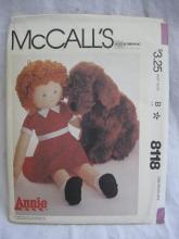 New Vintage McCall''s 8118 Little Orphan Annie & Sandy Dolls 36