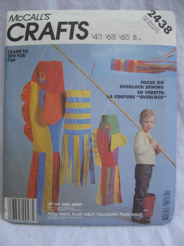 New Vintage McCall''s Crafts 2438 Fish Up Up & Away Wind Socks Sewing Pattern