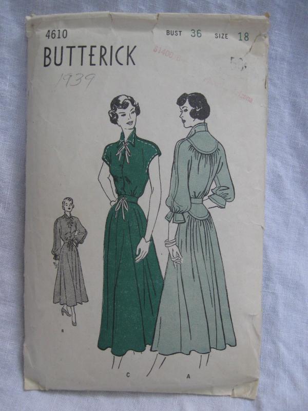 Vintage Butterick 4610 Misses' One Piece Dress Sewing Pattern 1940's 1950's Size 18