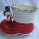 Vintage Toy Soldier Santa Boot Christmas Planter Or Candy Cane Pen Pencil Holder