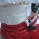 Vintage Toy Soldier Santa Boot Christmas Planter Or Candy Cane Pen Pencil Holder