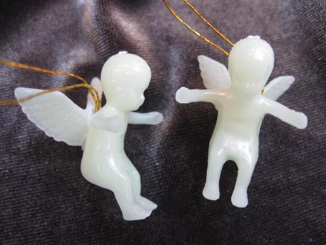 60 Luminous Glow In The Dark Angels Cherubs Feather Christmas Tree Ornaments In Original Box