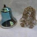 4 Vintage Plastic Bells With Filligree Covers Christmas Tree Ornaments