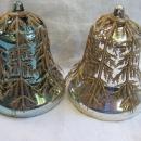 4 Vintage Plastic Bells With Filligree Covers Christmas Tree Ornaments