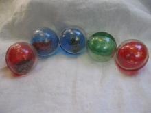 4 Vintage Plastic Christmas Tree Ornaments With Toys Inside Christmas Tree Ornaments