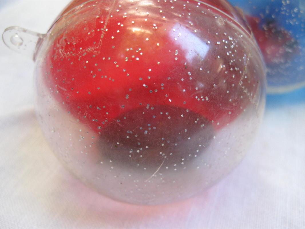 4 Vintage Plastic Christmas Tree Ornaments With Toys Inside Christmas Tree Ornaments