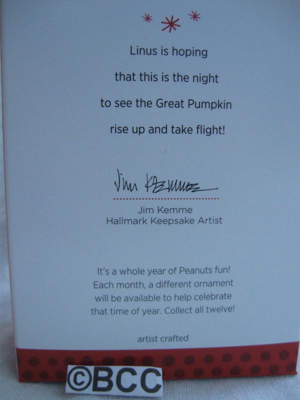 Hallmark 2013 Waiting For The Great Pumpkin Linus 3rd In Peanuts Series Christmas Keepsake Ornament Exclusive