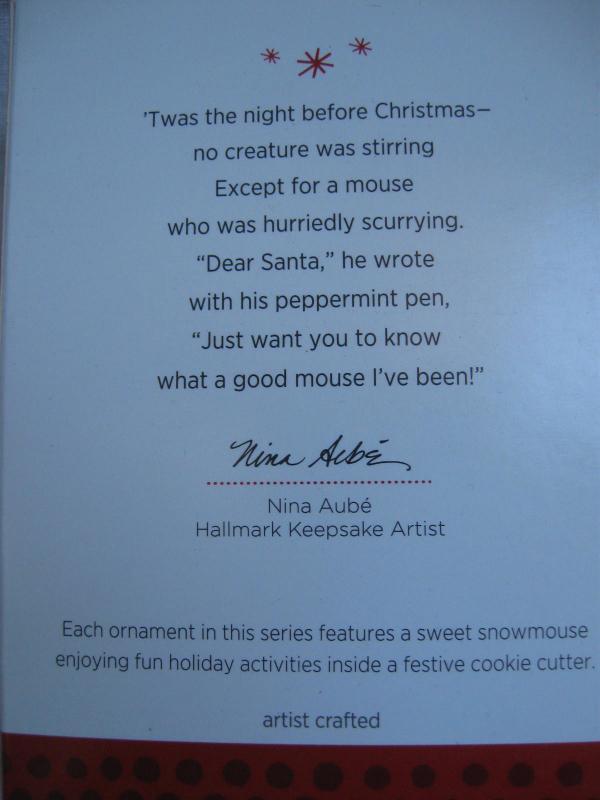 Hallmark 2013 Mouse Cookie Cutter 2nd In Series Christmas Keepsake Ornament Exclusive