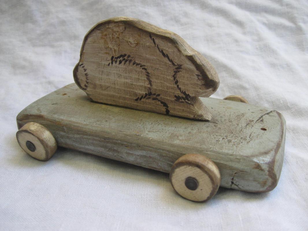 Vintage Bunny Rabbit Wood Pull Toy Wooden