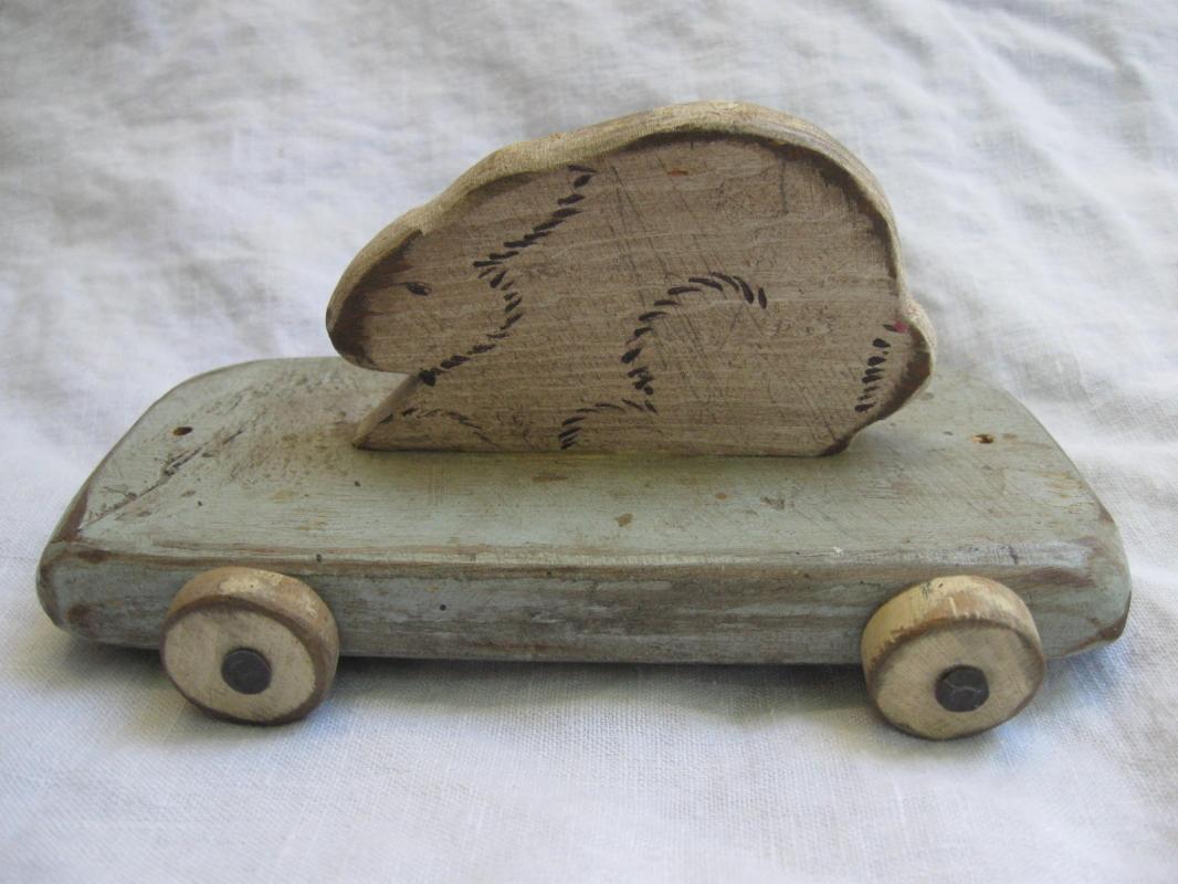 Vintage Bunny Rabbit Wood Pull Toy Wooden