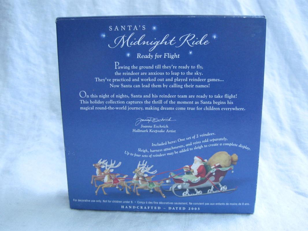 Hallmark 2005 Santa's Midnight Ride Ready For Flight Set of 2 Keepsake Christmas Tree Ornaments