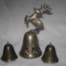 Silverplated Reindeer Filigree Bell + 2 Bell Ornaments International Silver Co.