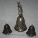 Silverplated Reindeer Filigree Bell + 2 Bell Ornaments International Silver Co.