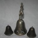 Silverplated Reindeer Filigree Bell + 2 Bell Ornaments International Silver Co.