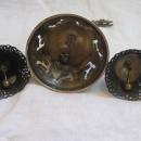 Silverplated Reindeer Filigree Bell + 2 Bell Ornaments International Silver Co.